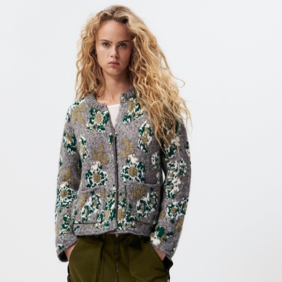 Zara green and gray knitted sweater - Picture 3 of 10